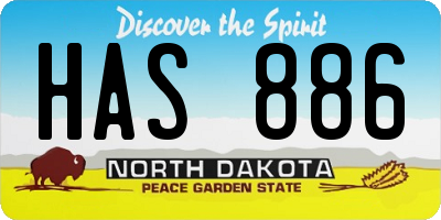 ND license plate HAS886