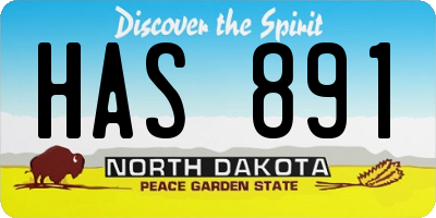 ND license plate HAS891