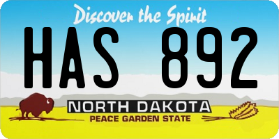 ND license plate HAS892