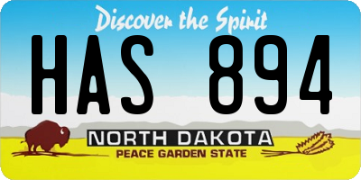 ND license plate HAS894