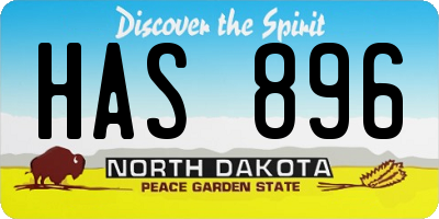 ND license plate HAS896