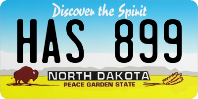 ND license plate HAS899