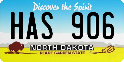 ND license plate HAS906