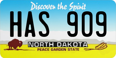 ND license plate HAS909