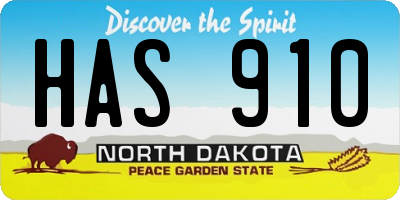 ND license plate HAS910