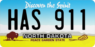 ND license plate HAS911