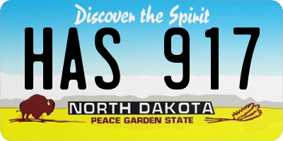 ND license plate HAS917