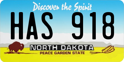 ND license plate HAS918