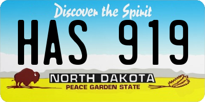 ND license plate HAS919