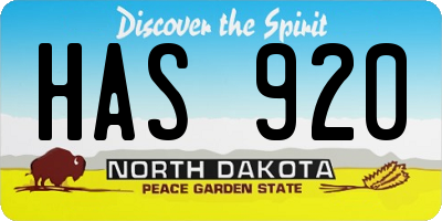 ND license plate HAS920