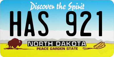 ND license plate HAS921