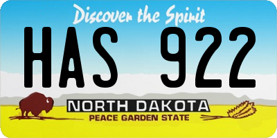 ND license plate HAS922