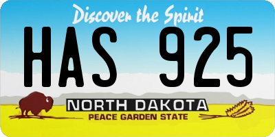 ND license plate HAS925