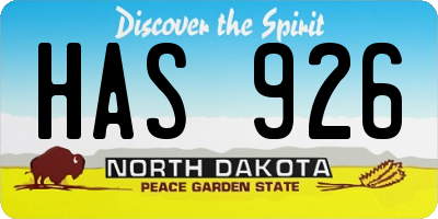 ND license plate HAS926