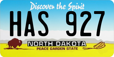 ND license plate HAS927