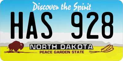 ND license plate HAS928