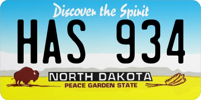 ND license plate HAS934