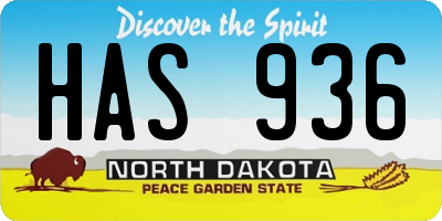 ND license plate HAS936