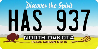 ND license plate HAS937