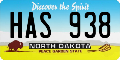 ND license plate HAS938