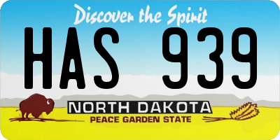 ND license plate HAS939