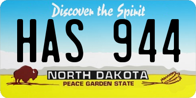 ND license plate HAS944