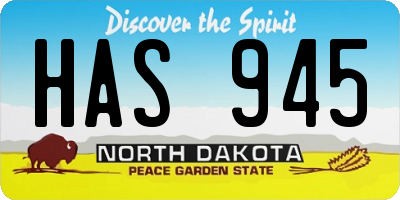 ND license plate HAS945