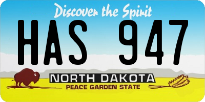 ND license plate HAS947