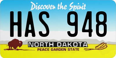 ND license plate HAS948