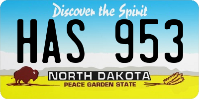 ND license plate HAS953