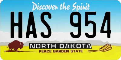 ND license plate HAS954