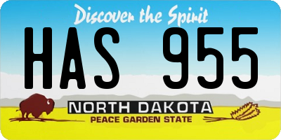 ND license plate HAS955