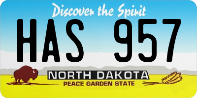 ND license plate HAS957