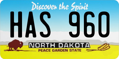 ND license plate HAS960