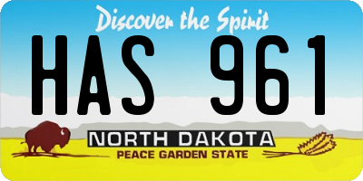 ND license plate HAS961