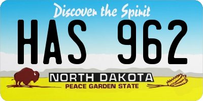 ND license plate HAS962