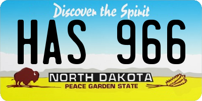 ND license plate HAS966