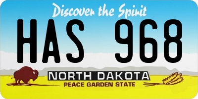 ND license plate HAS968