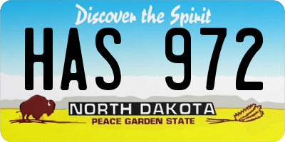 ND license plate HAS972