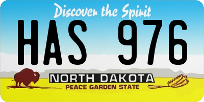 ND license plate HAS976