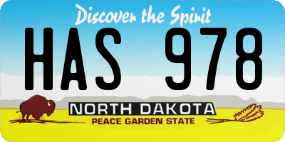 ND license plate HAS978