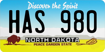 ND license plate HAS980