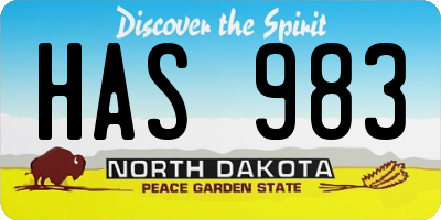 ND license plate HAS983