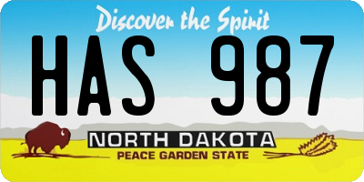 ND license plate HAS987