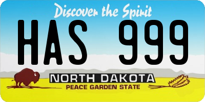 ND license plate HAS999