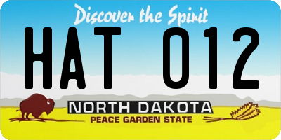 ND license plate HAT012