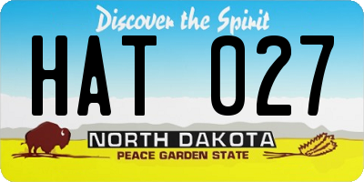 ND license plate HAT027