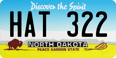 ND license plate HAT322