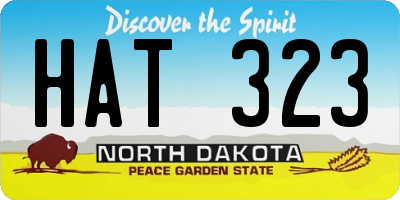 ND license plate HAT323