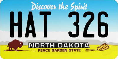 ND license plate HAT326